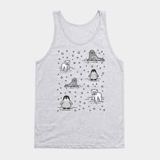 Cute Arctic Animals Winter Pattern Digital Illustration Tank Top